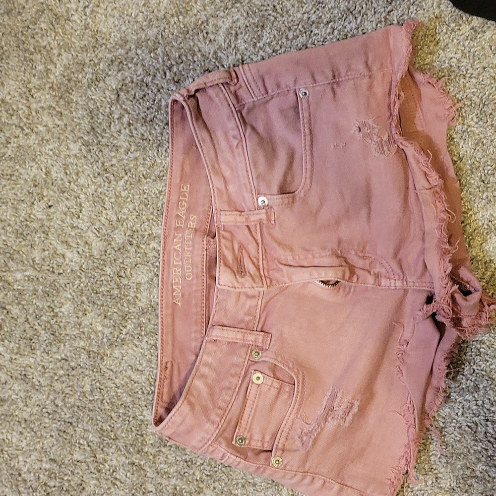 Pink American eagle distressed shorts